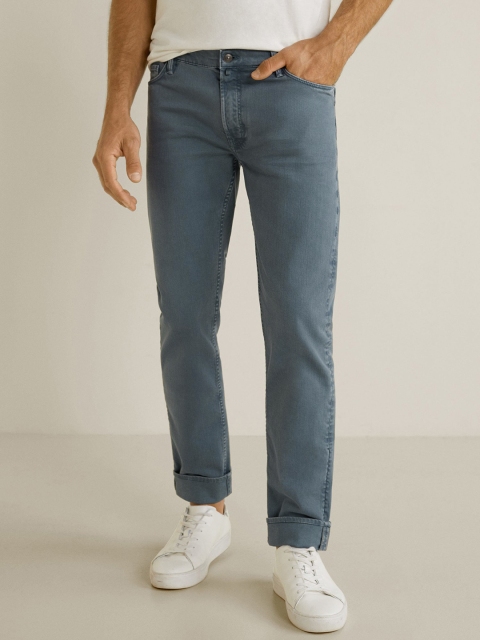 

MANGO MAN Blue Alex-Slim Fit Mid-Rise Clean Look Stretchable Jeans