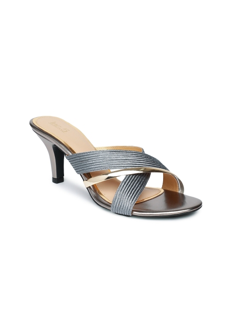 

Inc 5 Women Gunmetal-Toned Embellished Heeled Sandals, Grey