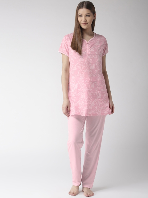 

MADAME M SECRET Women Pink & White Printed Night Suit S9S30113 031