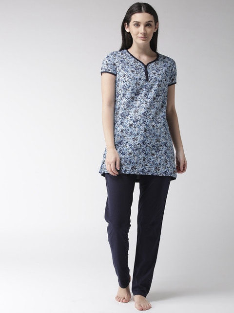 

MADAME M SECRET Women Blue Printed Night Suit S9S30113 026