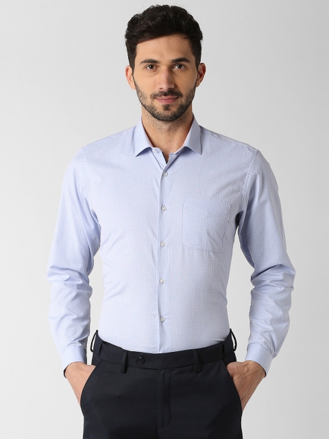 

Peter England Men Blue Regular Fit Self Design Formal Shirt