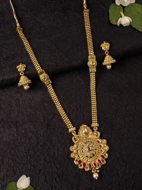 

Rubans Women Red & Gold-Toned Ruby Embellished Jewellery Set