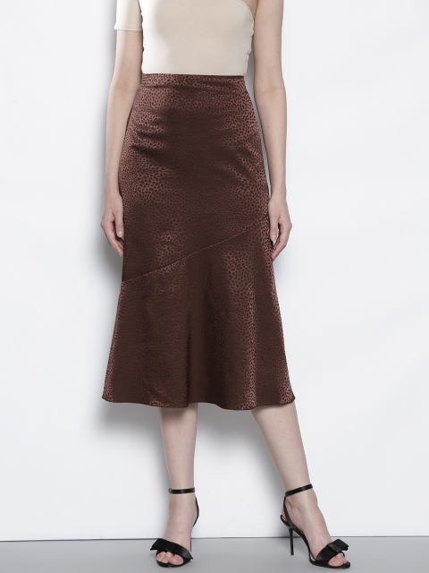 

DOROTHY PERKINS Women Brown Self Design A-line Midi Skirt