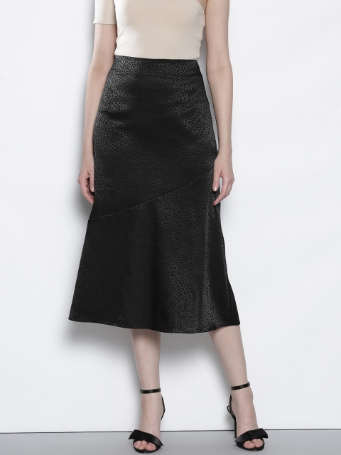 

DOROTHY PERKINS Women Black Self Design A-line Midi Skirt