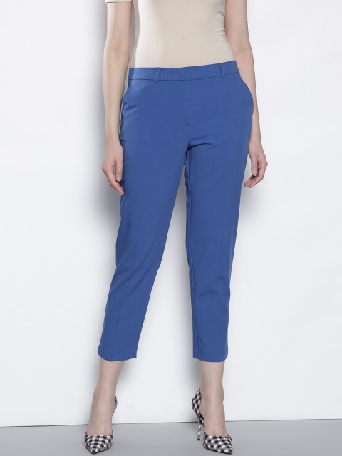 

DOROTHY PERKINS Women Blue Regular Fit Solid Cropped Trousers