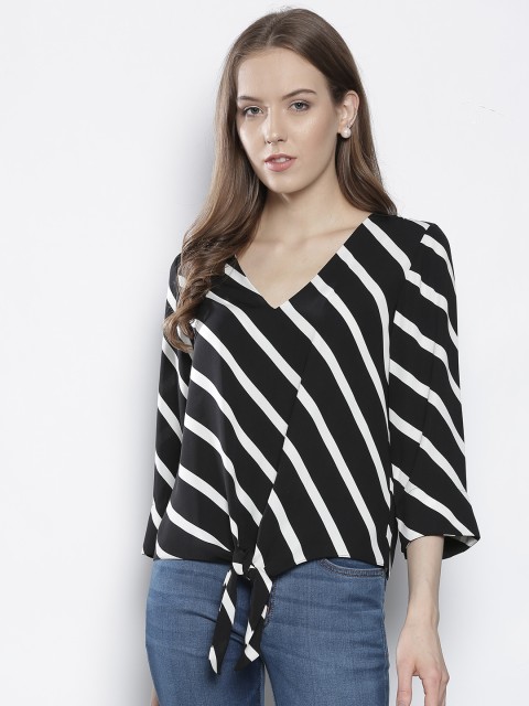 

DOROTHY PERKINS Women Black & White Striped Top