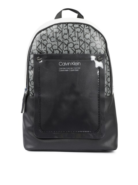 

Calvin Klein Men White & Black Graphic Printed Backpack