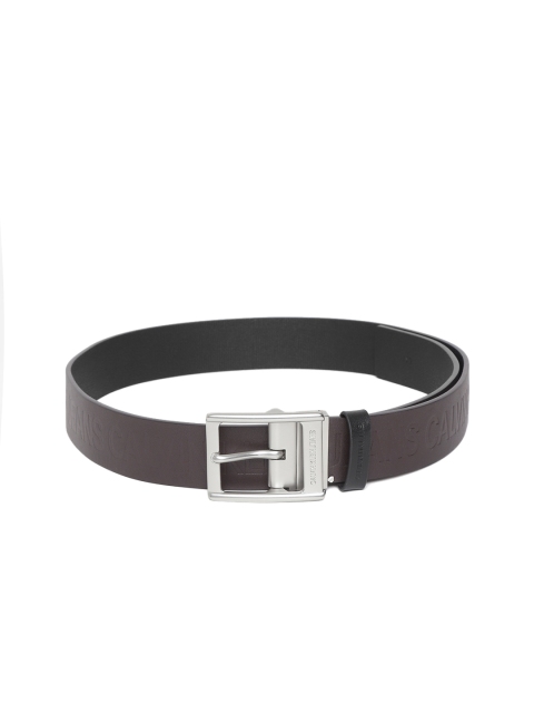 

Calvin Klein Men Coffee Brown & Black Textured Reversible Leather Belt