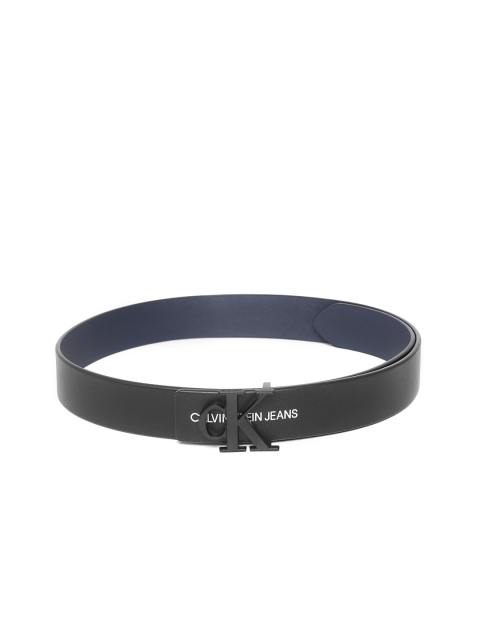 

Calvin Klein Men Black & Navy Blue Solid Reversible Leather Belt