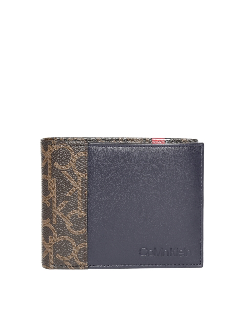 

Calvin Klein Men Navy Blue & Brown Printed Two Fold Wallet