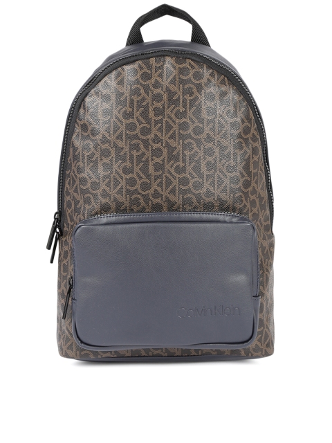 

Calvin Klein Men Brown & Navy Blue Typography Printed Backpack