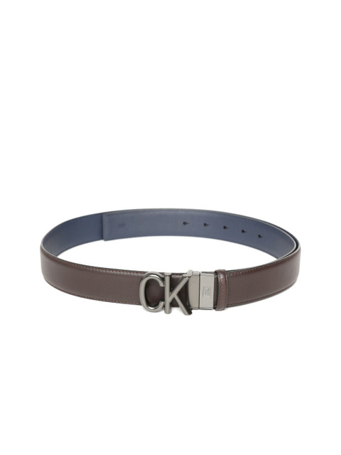 

Calvin Klein Men Coffee Brown & Navy Blue Solid Reversible Belt