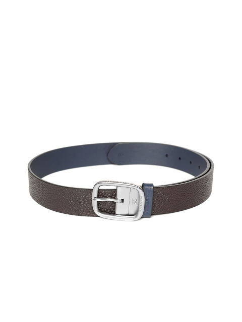 

Calvin Klein Men Brown & Navy Blue Textured Reversible Leather Belt