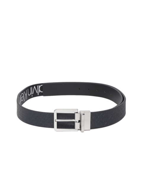 

Calvin Klein Men Navy Blue Textured Reversible Leather Belt