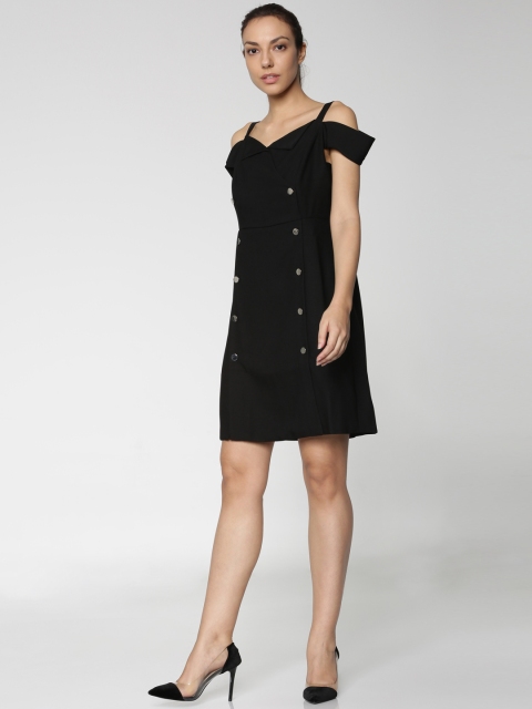 

ONLY Women Black Solid A-Line Dress