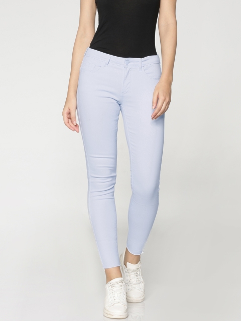 

ONLY Women Blue Slim Fit Solid Regular Trousers