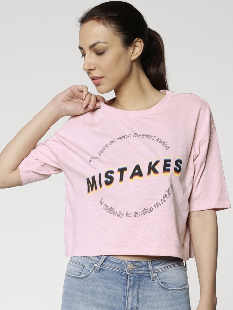 

ONLY Women Peach-Coloured Printed T-shirt
