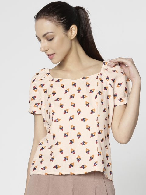 

ONLY Women Cream-Coloured Printed Top