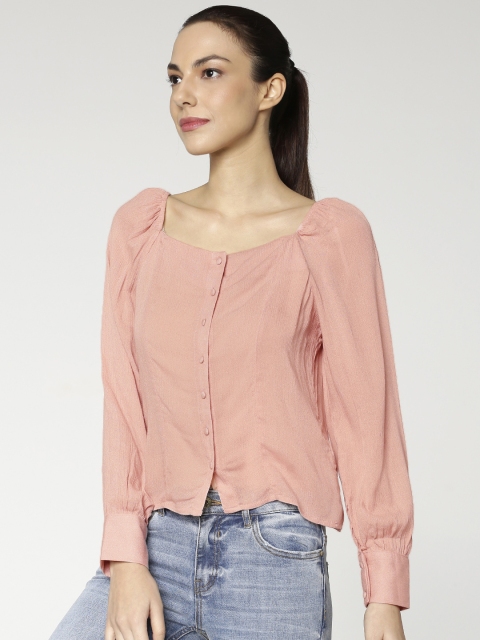 

ONLY Women Pink Solid Shirt Style Top