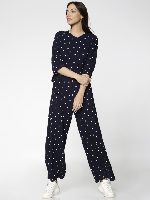 

ONLY Navy Blue & White Printed Basic Jumpsuit