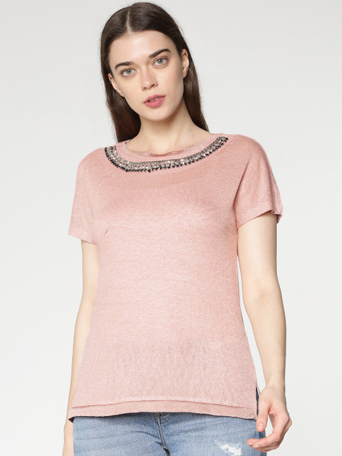 

ONLY Women Pink Solid Top