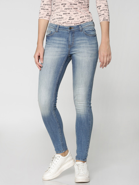 

ONLY Women Blue Skinny Fit Mid-Rise Clean Look Stretchable Jeans