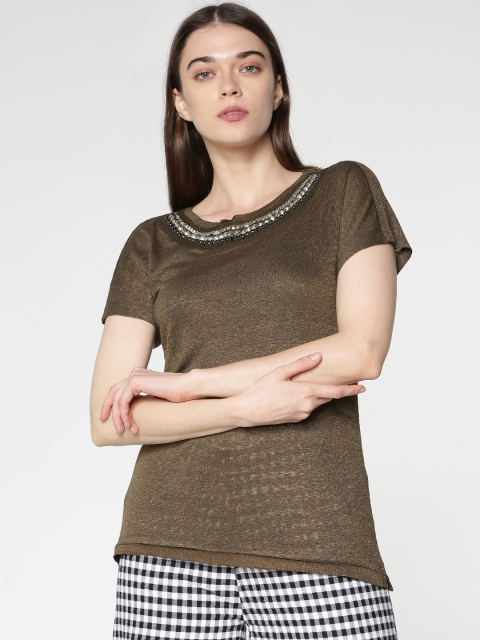 

ONLY Women Olive Green Solid Top