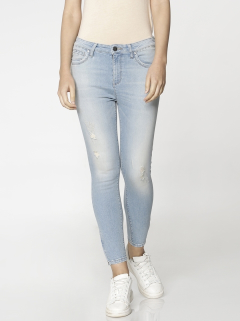 

ONLY Women Blue Piper Skinny Fit High-Rise Mildly Distressed Stretchable Jeans