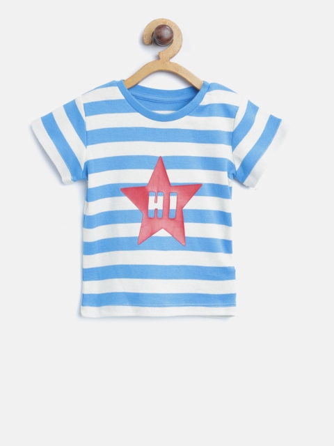 

Marks & Spencer Girls Blue & White Striped Round Neck T-shirt