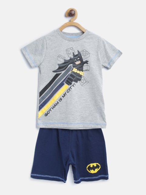 

Marks & Spencer Boys Grey Melange & Navy Printed T-shirt with Shorts