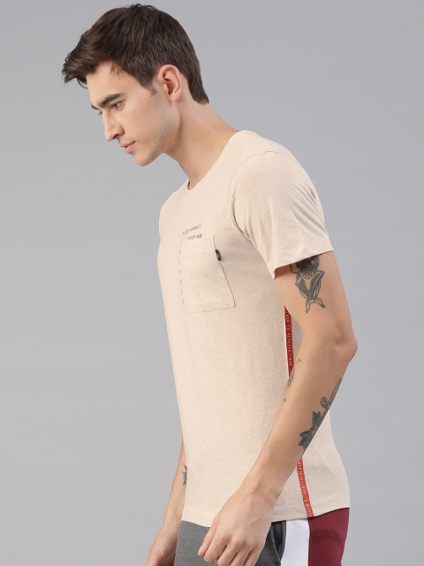 

HRX by Hrithik Roshan Men Beige Solid Crew Neck T-shirt
