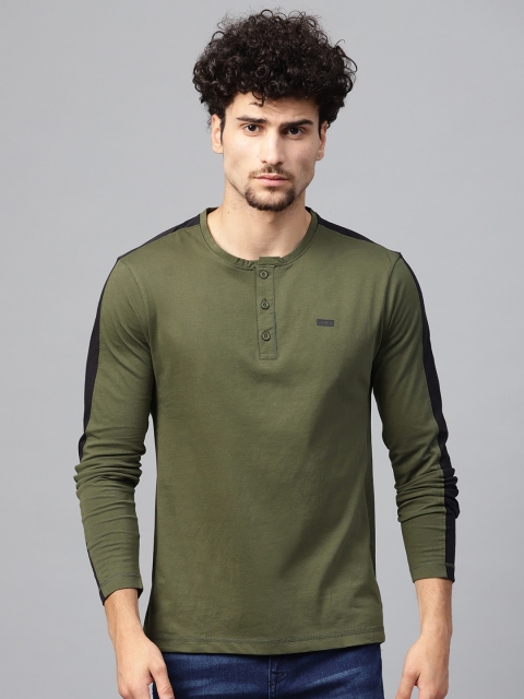 

HRX by Hrithik Roshan Men Lifestyle Full sleeve Crew Neck Pure Cotton T-shirts, Olive