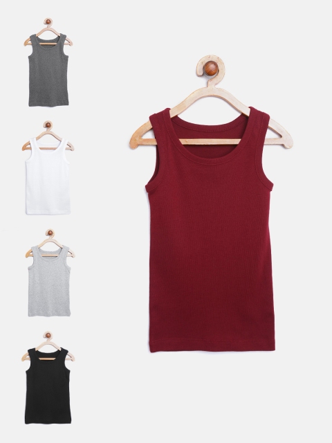 

Marks & Spencer Boys Pack of 5 Solid Innerwear Vests T717009, Maroon