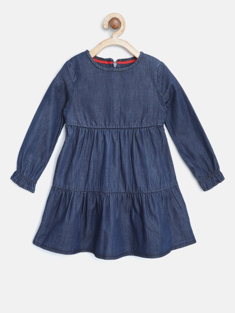 

Marks & Spencer Girls Navy Blue Solid Chambray A-Line Dress