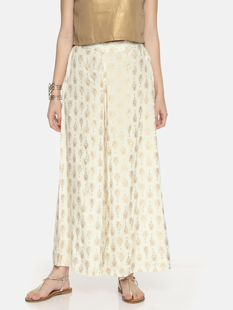 

Melange by Lifestyle Women Off-White Flared Printed Palazzos