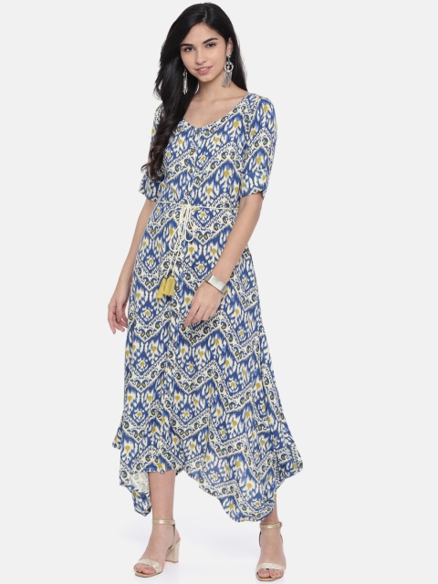 

Colour Me by Melange Women Blue Printed A-Line Dress