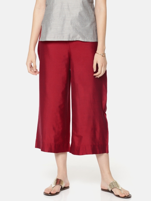

Melange by Lifestyle Women Maroon Flared Solid Short Palazzos