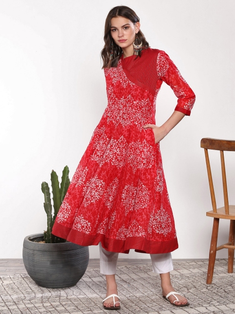 

Sangria Women Red Solid Anarkali Layered Kurta