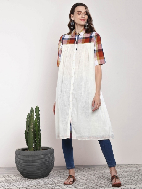 

Sangria Women White & Rust Orange Solid Tunic