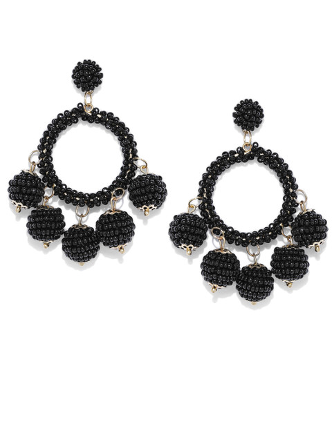 

ToniQ Black Circular Drop Earrings