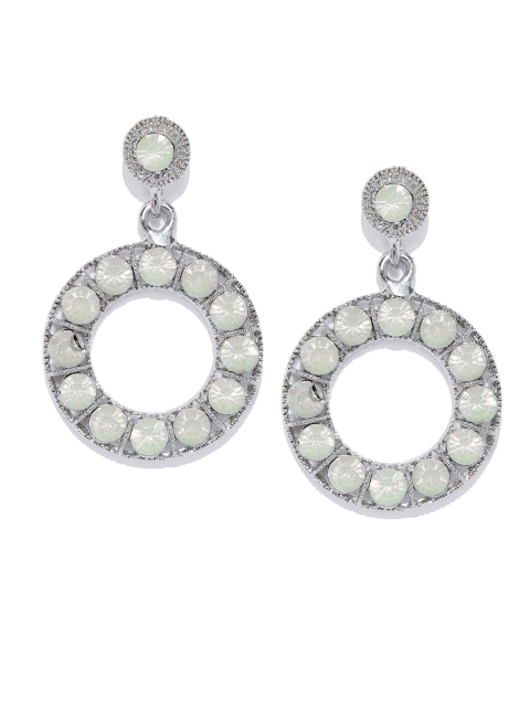 

ToniQ Silver-Toned Circular Drop Earrings