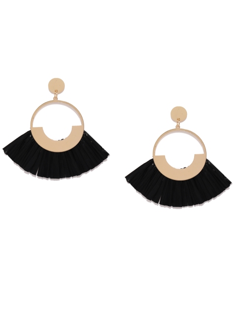 

ToniQ Black Contemporary Tassel Drop Earrings