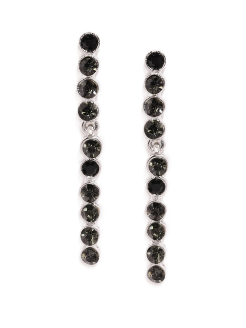 

ToniQ Silver-Toned & Green Circular Drop Earrings