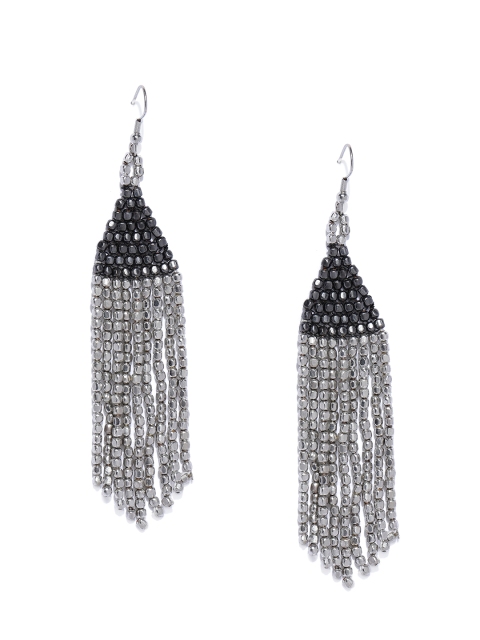 

ToniQ Silver-Toned Contemporary Drop Earrings