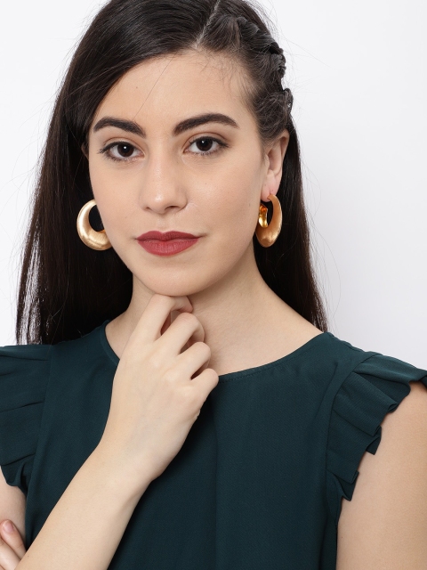 

ToniQ Gold-Toned Crescent Shaped Half Hoop Earrings