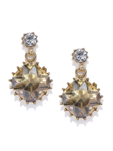 

ToniQ Gold-Toned Stone Studded Circular Drop Earrings