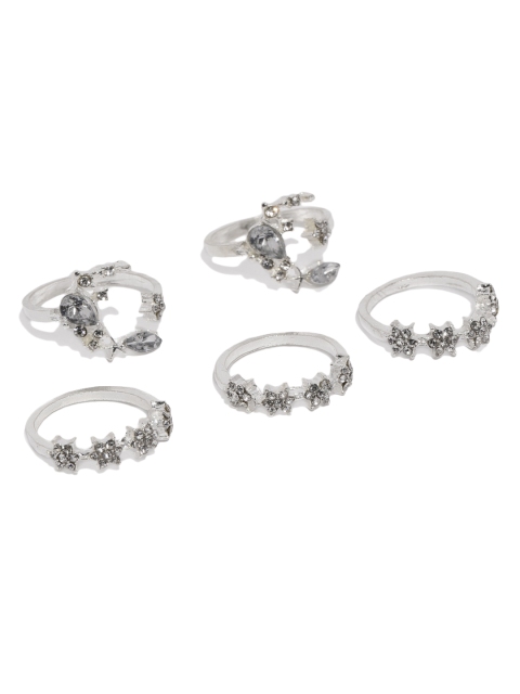 

ToniQ Women Set Of 5 Silver-Toned Rings