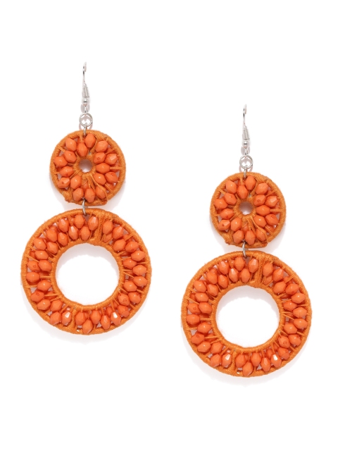 

ToniQ Orange Circular Drop Earrings