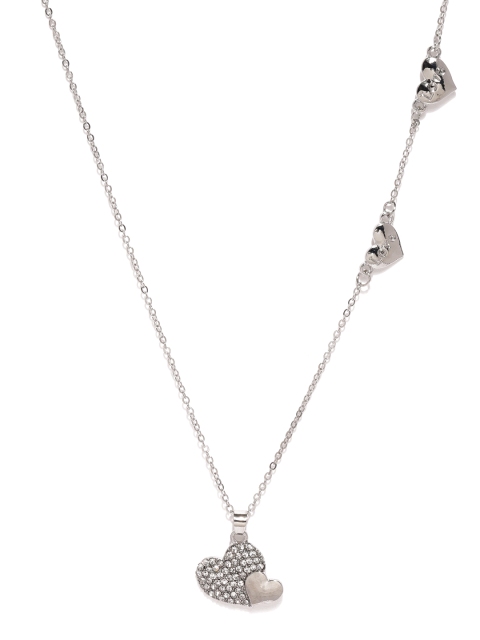 

ToniQ Silver-Toned Heart-Shaped Pendant with Chain
