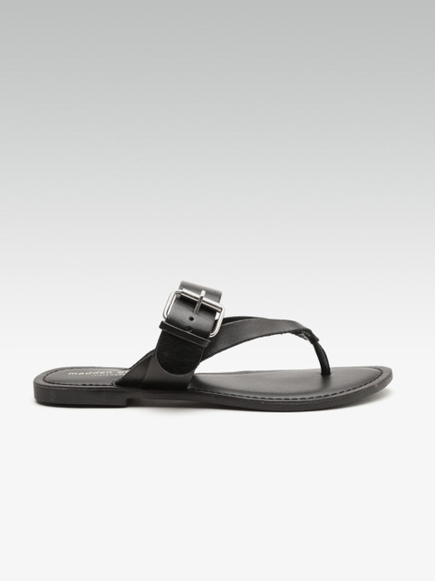 

Steve Madden Women Black Solid Leather Open Toe Flats